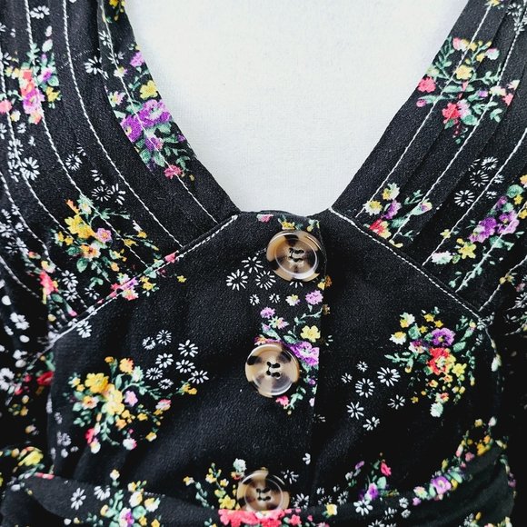 Free People Women's Floral Wonderland A-line Dress, Black, Sz S - Picture 8 of 13